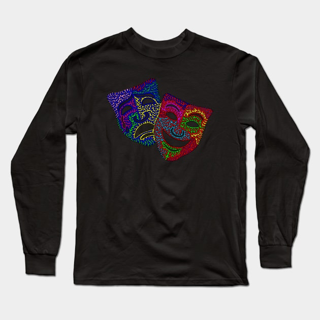 comedy & Tragedy Masks Long Sleeve T-Shirt by NightserFineArts